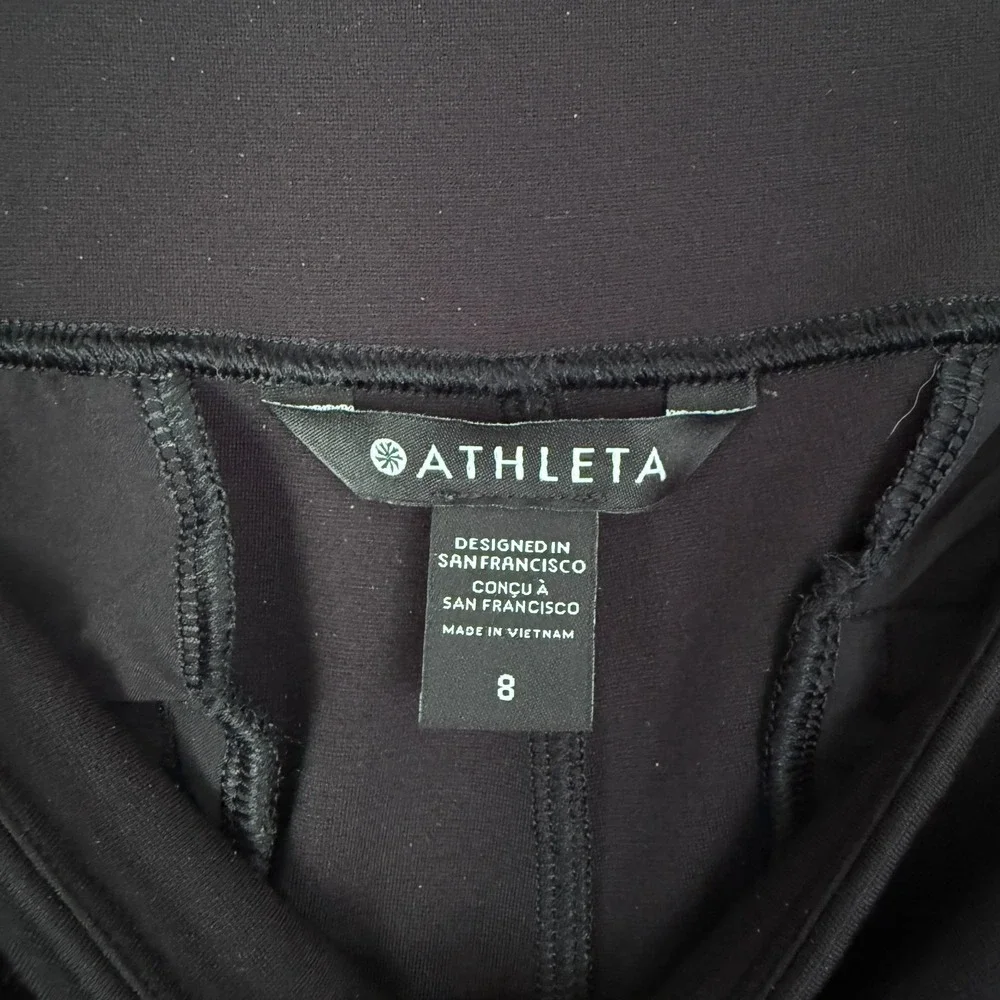 Athleta Eastbound Straight Pants Womens Size 8 Black  Zip Pockets Pull On Office